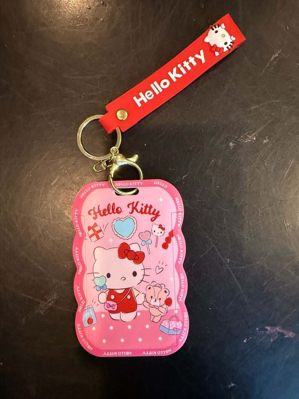 Hello Kitty ID Badge Card Holder Pink Keychain Strap